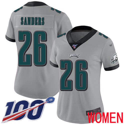 Women Philadelphia Eagles #26 Miles Sanders Limited Silver Inverted Legend NFL Jersey 100th Season Football